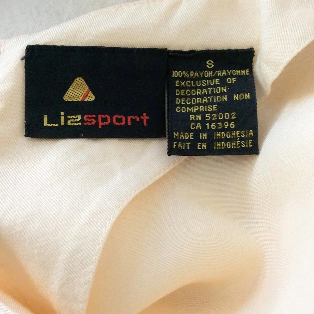 Lizsport Liz Sport Vintage Cap Sleeve Yellow Blouse Size Small